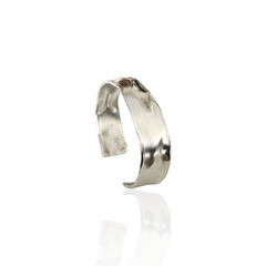Sterling silver 925 open cuff bracelet with organic draped finish, handmade in Athens by Athenart