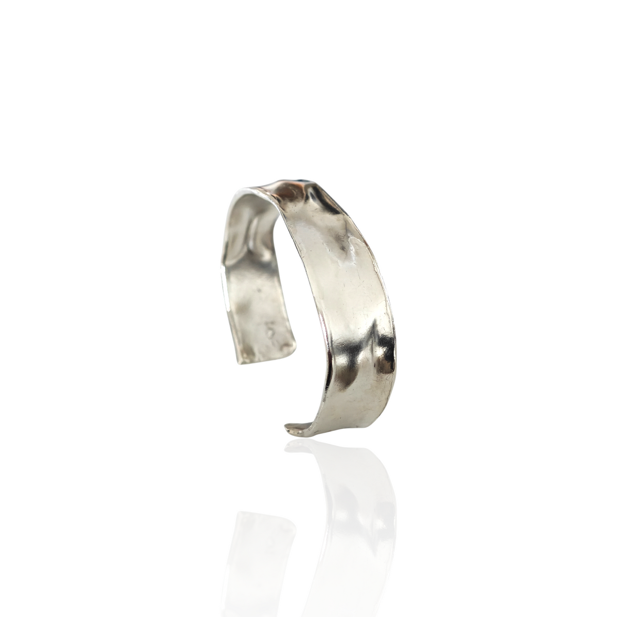 Sterling silver 925 open cuff bracelet with organic draped finish, handmade in Athens by Athenart