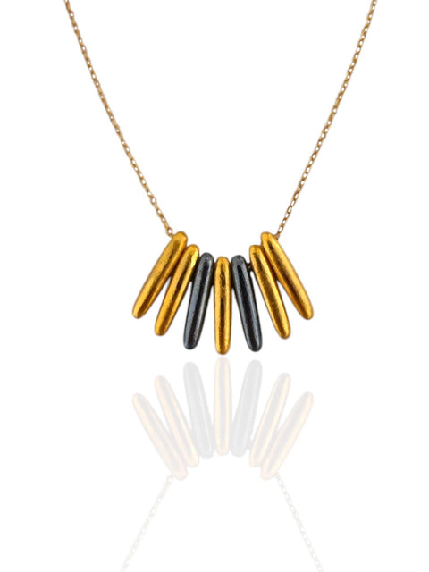 Two-Tone Oval Charm Necklace - Athenart 