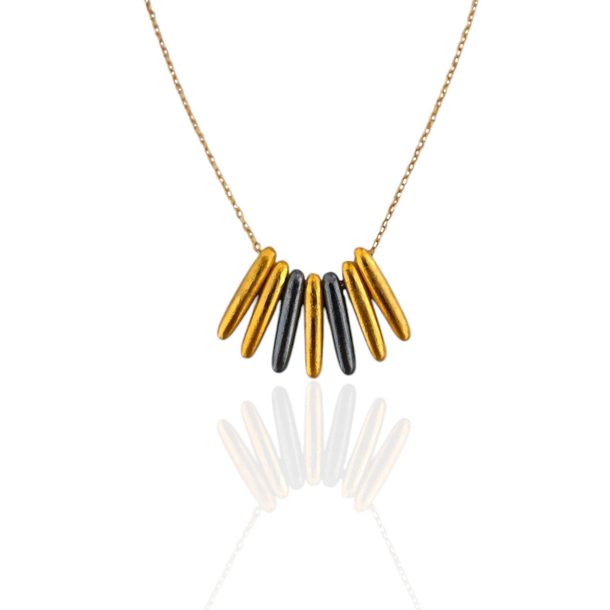 Two-Tone Oval Charm Necklace - Athenart 