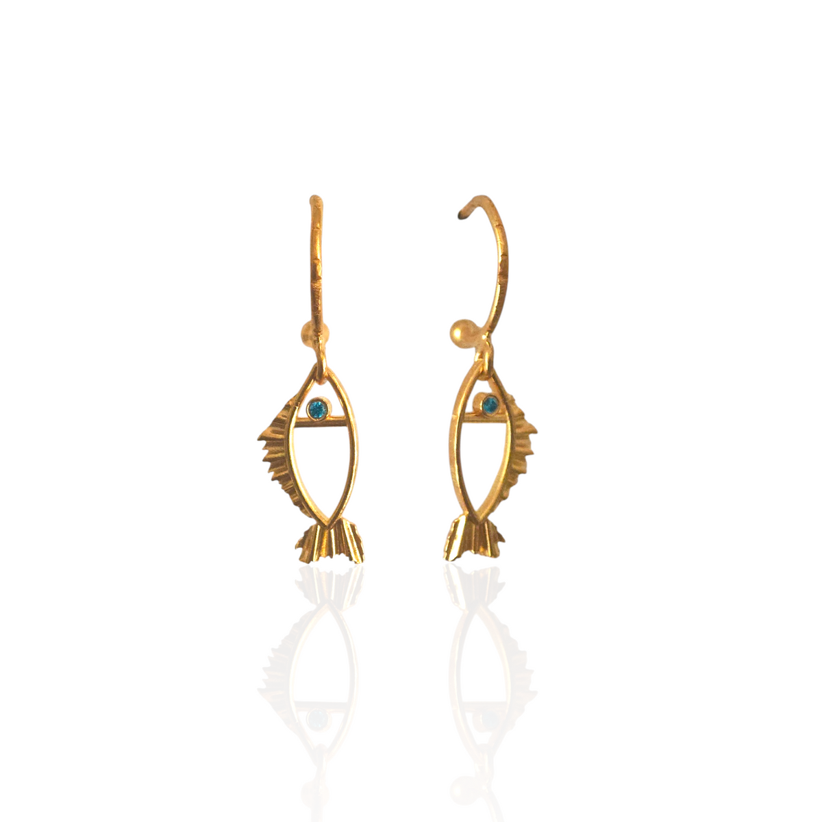 Galene Fish Hoop Earrings – Silver Fish Earrings with Zircon