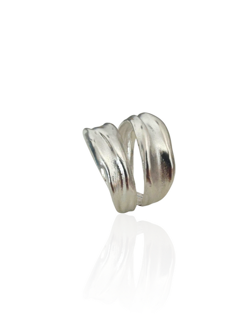 Handmade silver open band ring inspired by ancient Greek folds
