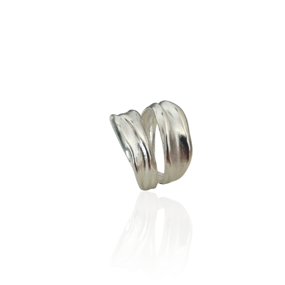 Handmade silver open band ring inspired by ancient Greek folds