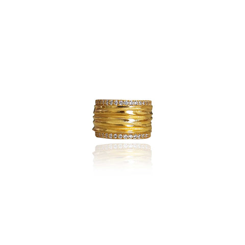 Athenais Hemera, a unique stylish ring with zircons, inspired by greek ancient garments, peplos. Athenart Wholesale Greek Jewelry