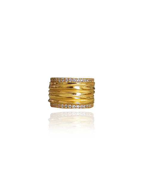 Athenais Hemera, a unique stylish ring with zircons, inspired by greek ancient garments, peplos. Athenart Wholesale Greek Jewelry