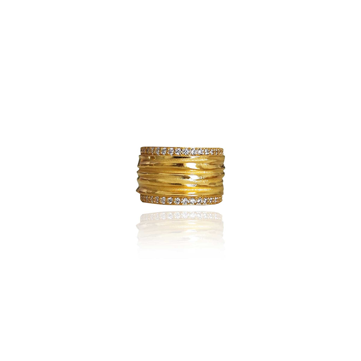 Athenais Hemera, a unique stylish ring with zircons, inspired by greek ancient garments, peplos. Athenart Wholesale Greek Jewelry