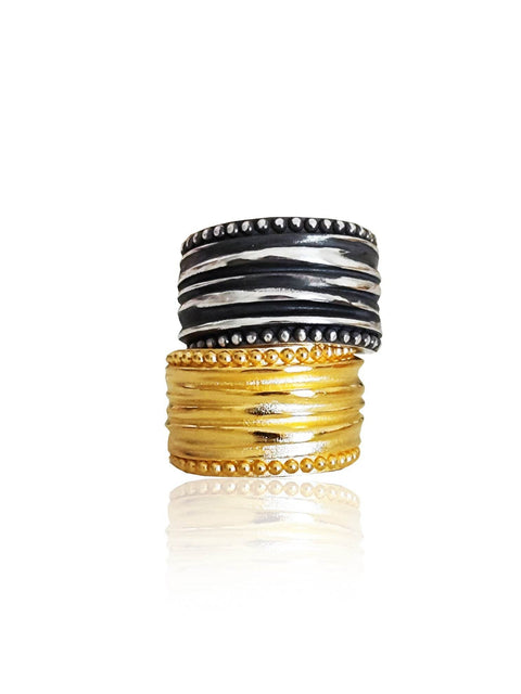 Mpilies, athenais silver and oxidized ring made in Athens by the Greek designer Athena Papa
