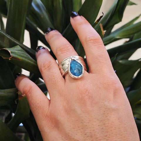 Blue Apatite Silver Ring - Athenart 