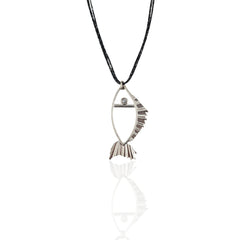 Silver Fish charm for both men and women with cord