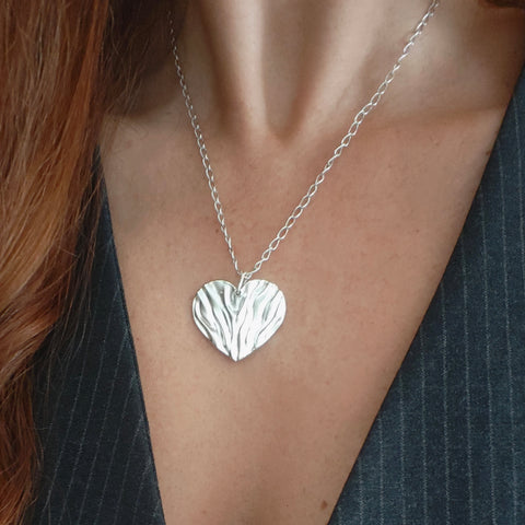 Silver heart-shaped pendant necklace by Athenart, greeek jewelry designer. Wholesale- Retail- Statement Silver Heart 