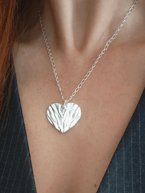 Silver heart-shaped pendant necklace by Athenart, greeek jewelry designer. Wholesale- Retail- Statement Silver Heart 