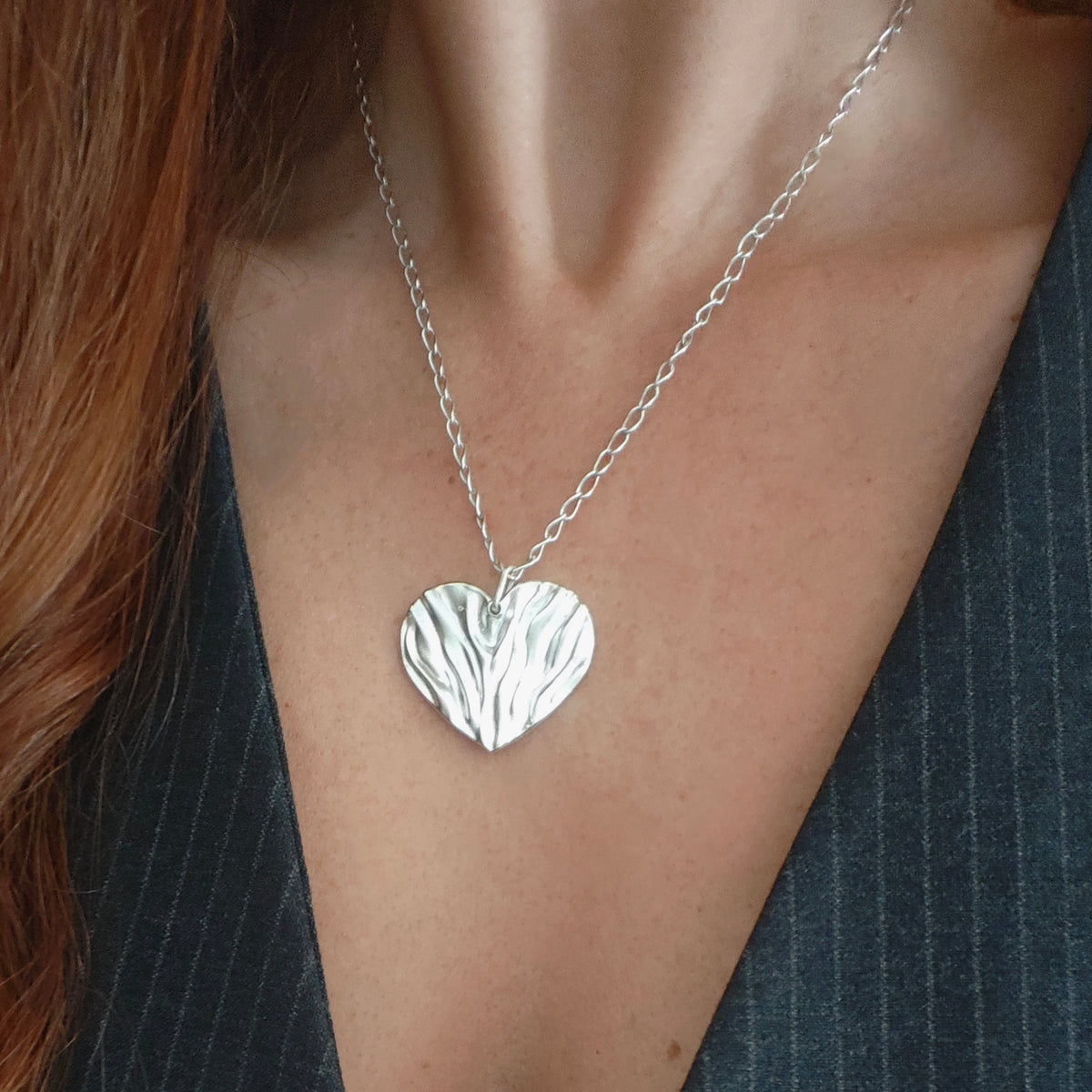 Silver heart-shaped pendant necklace by Athenart, greeek jewelry designer. Wholesale- Retail- Statement Silver Heart 