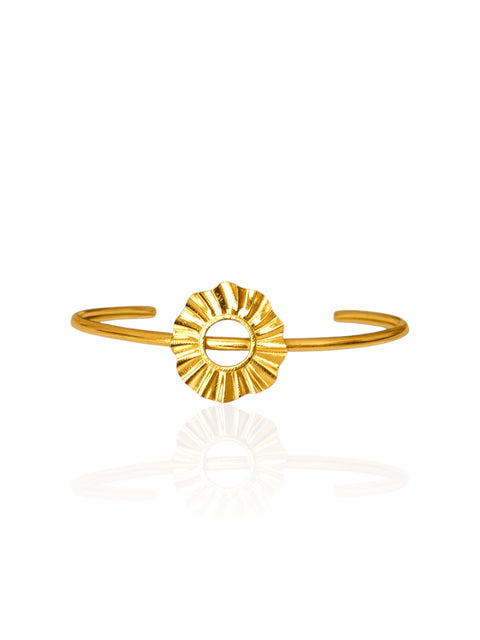 Helios Sun Cuff Bracelet in gold-plated silver, handmade by Athenart Jewelry in Athens