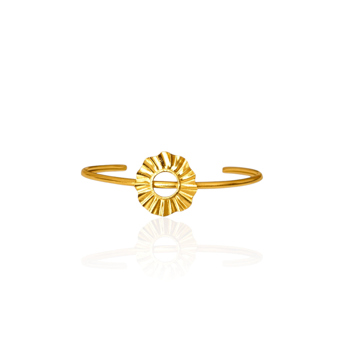 Helios Sun Cuff Bracelet in gold-plated silver, handmade by Athenart Jewelry in Athens