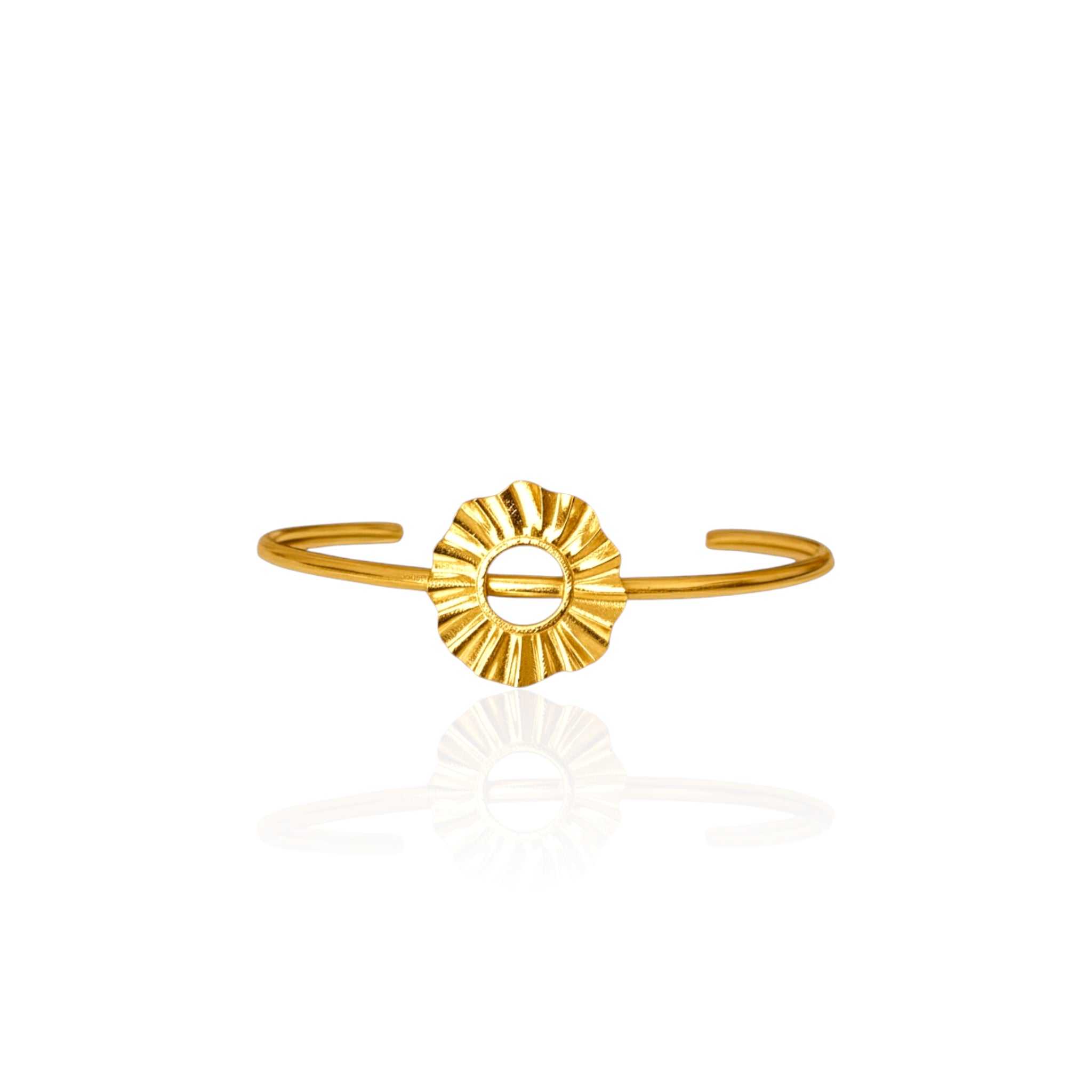 Helios Sun Cuff Bracelet in gold-plated silver, handmade by Athenart Jewelry in Athens
