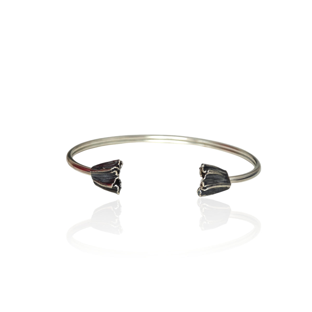 Athenais two tone oxidized sterling silver cuff bracelet with silver  details