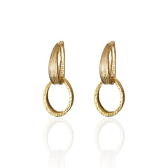 Handmade Silver 925 double oval drop earrings by Athenart in gold finish