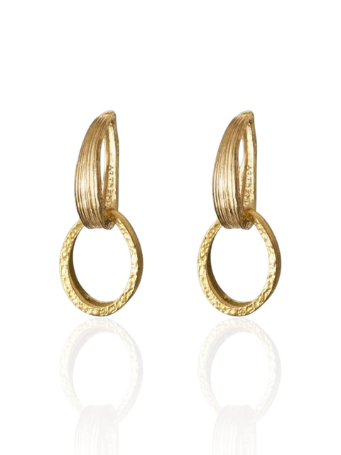 Handmade Silver 925 double oval drop earrings by Athenart in gold finish