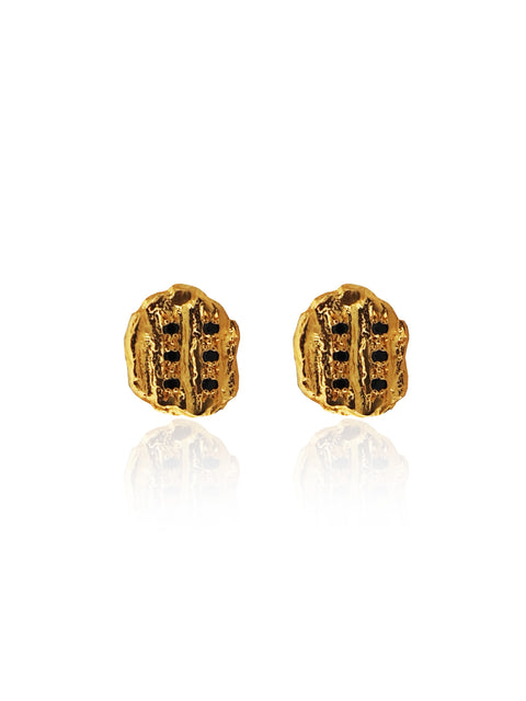 Mini Nugget Stud Earrings with Zircons
