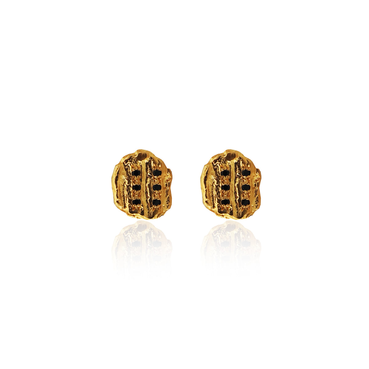 Mini Nugget Stud Earrings with Zircons