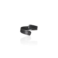 Black textured ring on a white background, unisex, hadnmade in Athens by Athenart, original ring