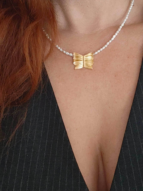 Golden Folded Charm Necklace - Athenart 