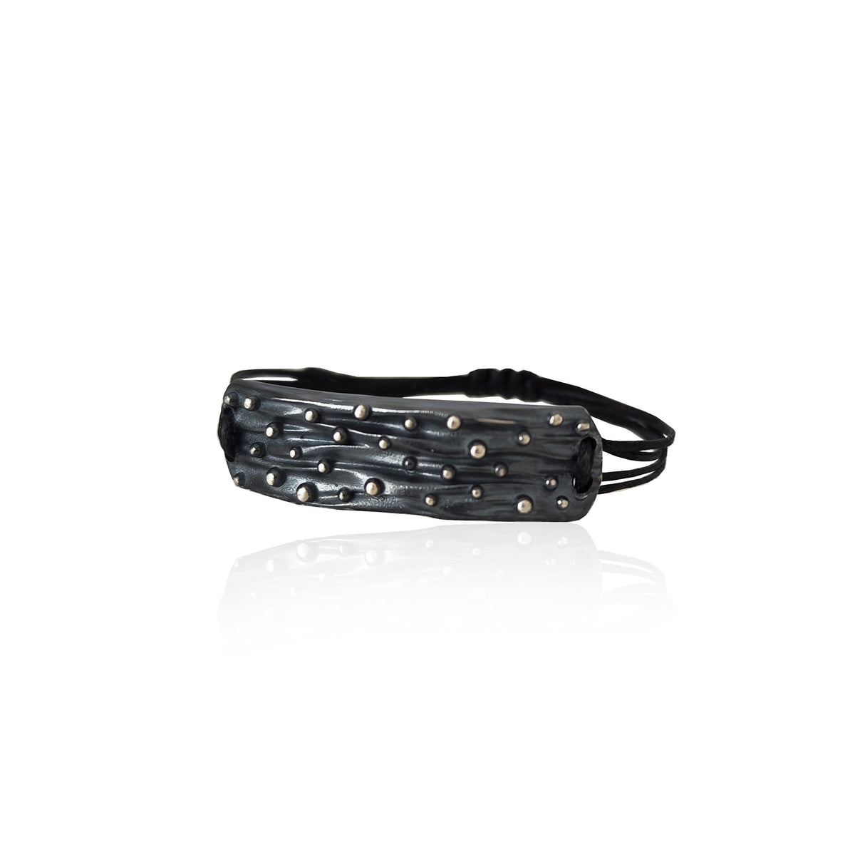 Starlit Peplos silver bracelet with oxidized finish and silver dots handmade in Athens