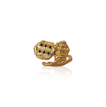 Double nugget ring with black zircons in gold plated finish