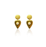 Kelifos Pearl Stud Earrings handcrafted in gold-plated sterling silver with freshwater pearls.