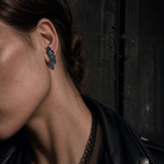 Handmade Black statement wing earrings made of silver in Greece by Athenart 