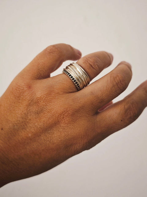 Eos silver Athenais ring with black zircon Greece inspired made in Athens, wholesale jewelry 