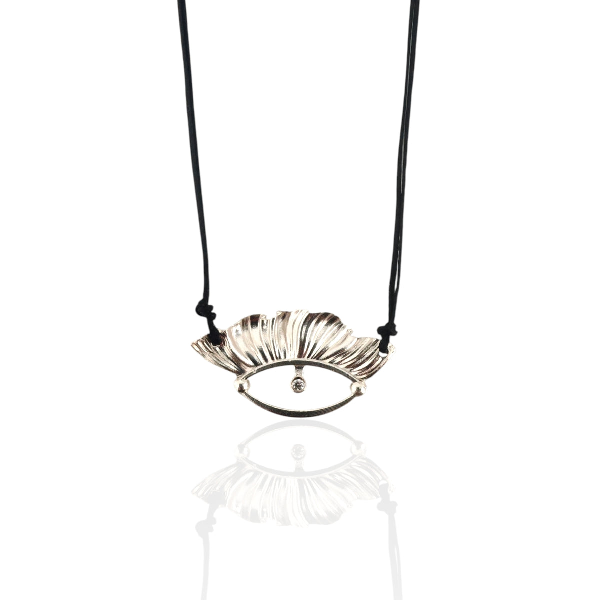 Handmade evil eye necklace in Silver 925 with white or light blue zircon by Athenart