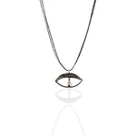 Handmade Silver 925 evil eye necklace with black adjustable cord by Athenart
