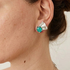 Gaia's Whisper Chrysocolla Stud Earrings in Sterling Silver