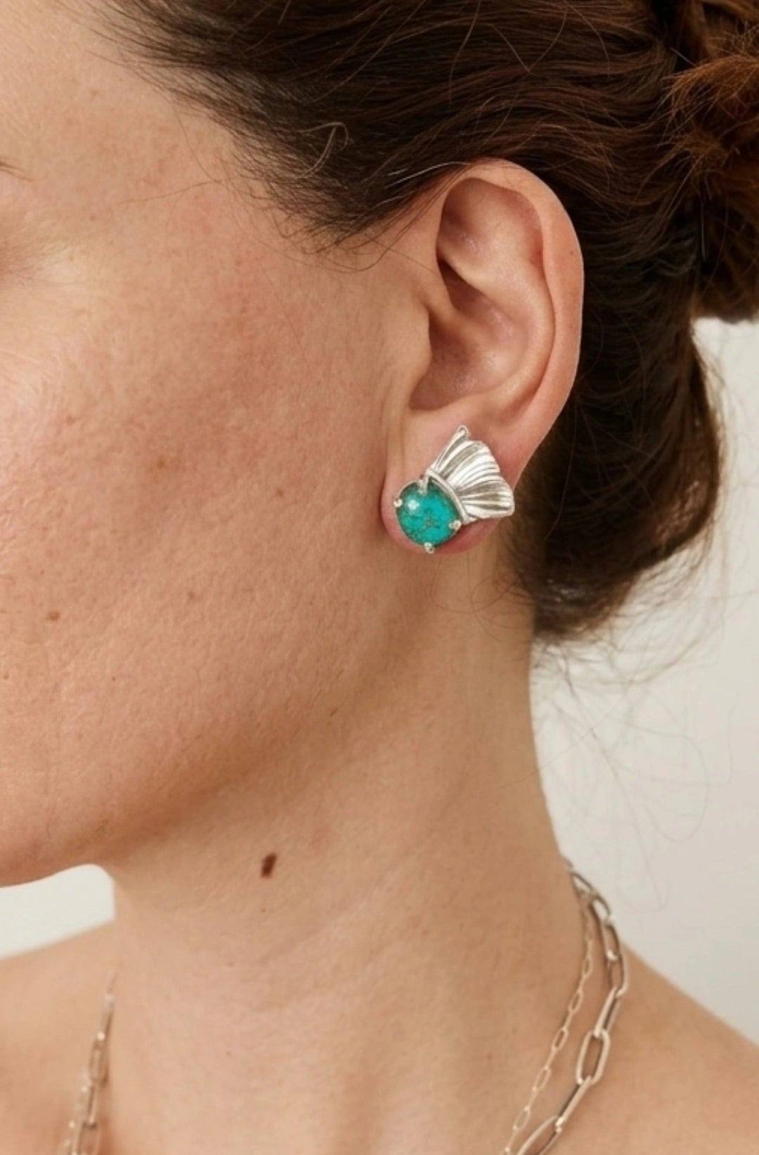 Gaia's Whisper Chrysocolla Stud Earrings in Sterling Silver