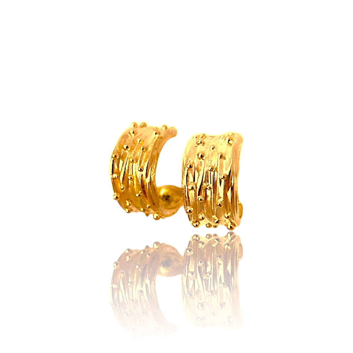 Athenais Constellation Hoops by Athenart in silver, gold plated, and oxidized finishes. Handmade Greek jewelry inspired by folds and constellations.