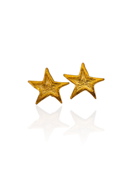 Gold-plated Asteria star earrings on white background