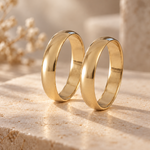 Classic 4mm domed wedding band in solid yellow gold, handcrafted by Athenart Athens.