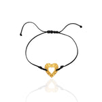 Phos Heart cord bracelet in silver gold plated finish