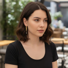 Long dangle silver earrings with pearls 