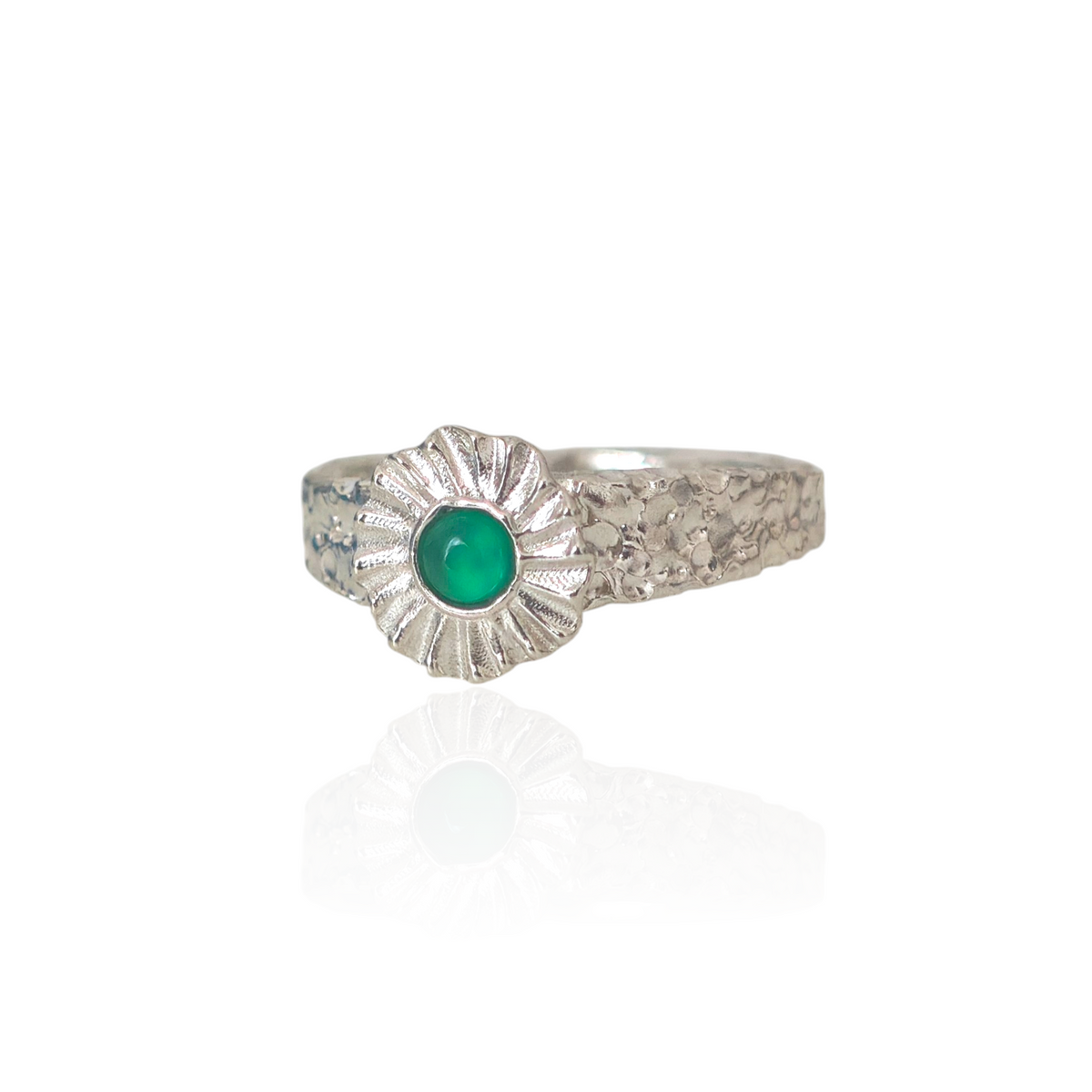 Helios Green Agate Adjustable Ring
