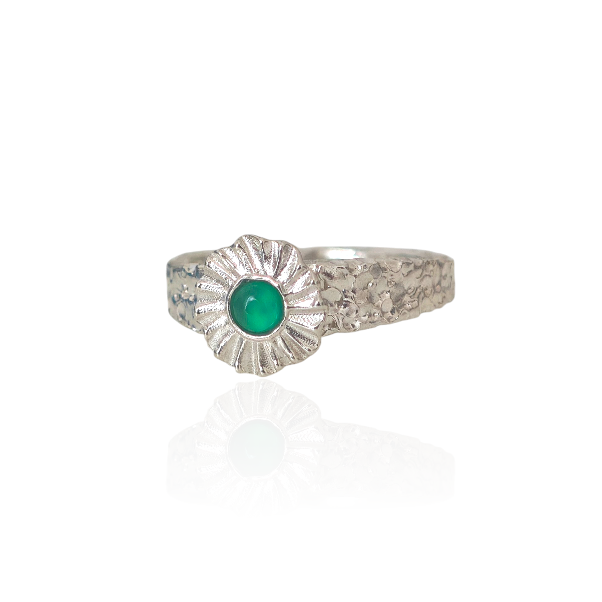 Helios Green Agate Adjustable Ring