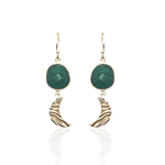 Selene green stone moon earrings handmade in Athens