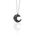 Moon Whisper black oxidized silver crescent moon necklace