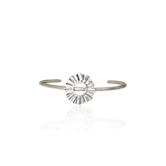 Silver 925 Helios Sun Cuff Bracelet with textured sun motif