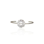 Silver 925 Helios Sun Cuff Bracelet with textured sun motif