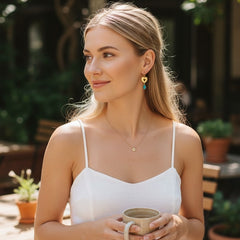 Silver Heart Earrings with semiprecious stones 