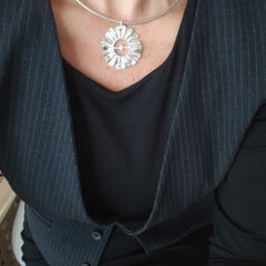 Helios silver choker necklace worn with black outfit