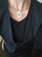 Helios silver choker necklace worn with black outfit