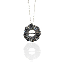 Helios Silver big pendant, art jewe;ry with Zircon - Athenart 